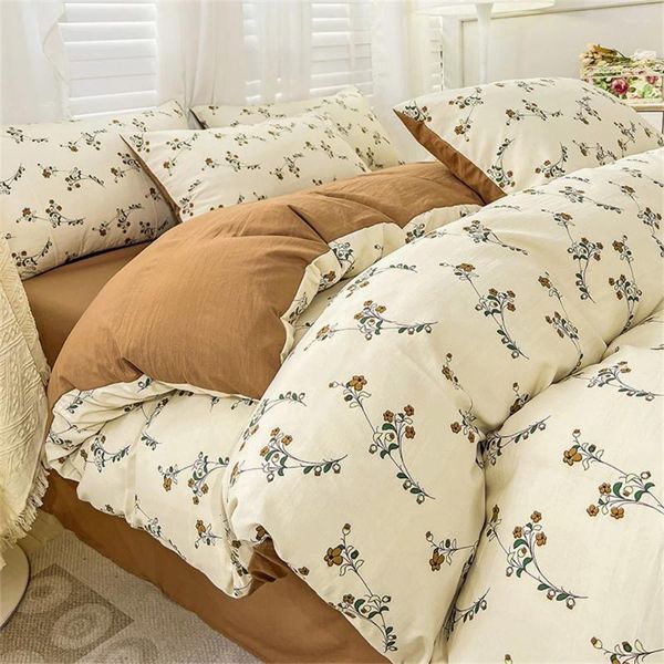 Bedding Sets Tampa de edredão Folha de flores de planta simples para adultos e crianças Têxteis de travesseiros de algodão lavados