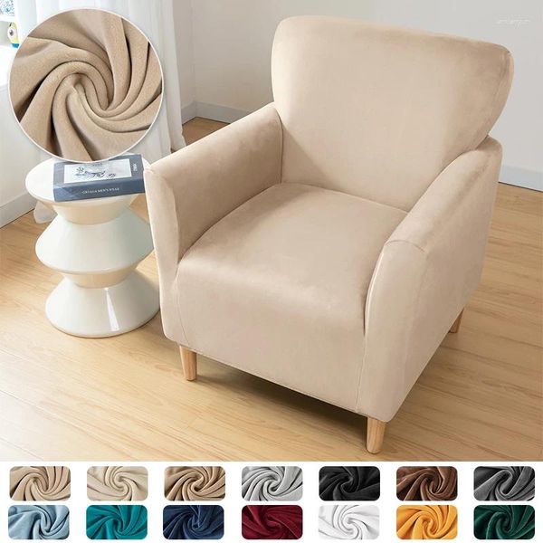 Stuhlabdeckungen Velvet Sessel elastischer Weiche Badewanne Slipcovers Soild Color Single Sofa für Wohnzimmer Hausschalter El