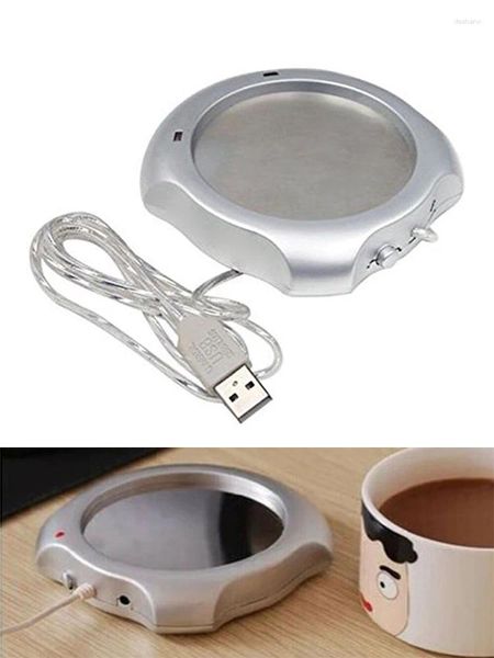 Tapetes de mesa prata de prata elegante placa de aquecimento USB para chá de café e mais aproveite suas bebidas favoritas na temperatura perfeita