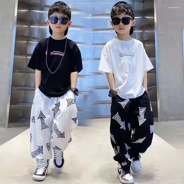 Set di abbigliamento per ragazzi vestiti per maniche corta maglietta pantaloni sciolti 2 pezzi hip hop bambini outfit adolescenti 8 10 12 14 anni