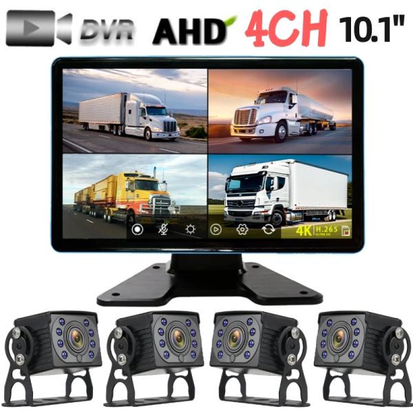 Câmeras 10,1 polegadas de tela de toque/rv/ônibus/caminhão AHD Sistema de monitor 1080p Câmera CCTV Ir Visão noturna Revertendo o gravador de estacionamento