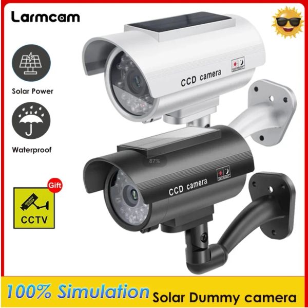 Câmera de câmeras Dummy Câmera Painel solar externo de câmera falsa Simulação Bullet Monitor de luz LEV