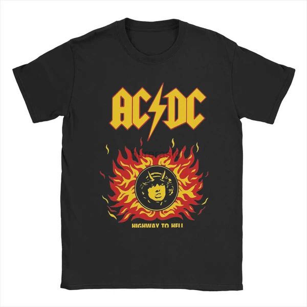 Erkek Tişörtler Ac DC Black Mens T Shirt Rock Band Yenilik Tişört Kısa Kollu Mürettebat Boyun T-Shirt Pamuk Plus Boyut 2445