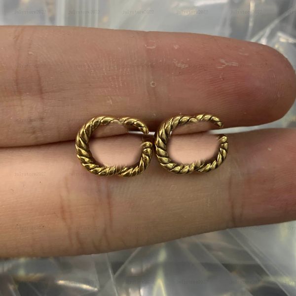 En kaliteli 18k altın elmas saplama küpe kadın tasarımcı mücevher 925 STERLING Silver Sier Erkekler Çift harfli çiviler moda aşk küpeleri g takı hediyesi