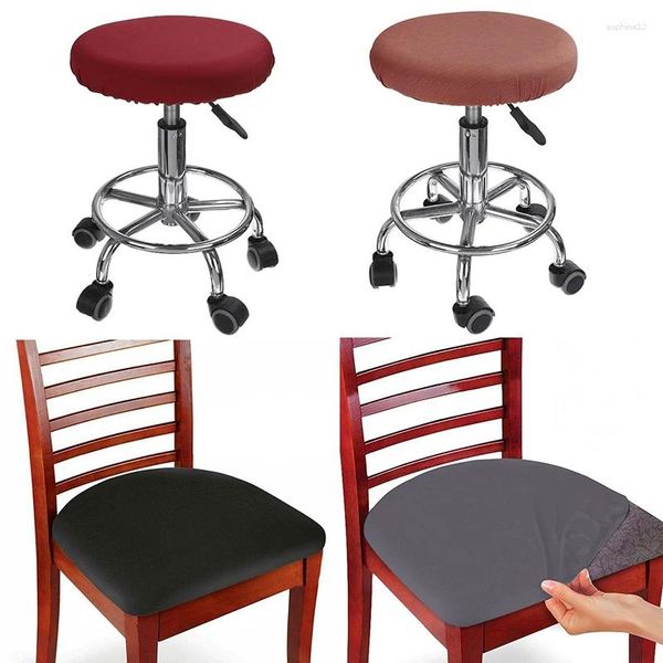 Coperture per sedie 4 pezzi elastico cuscino lavabile rimovibile per sedile spandex da pranzo rotondo oblungo