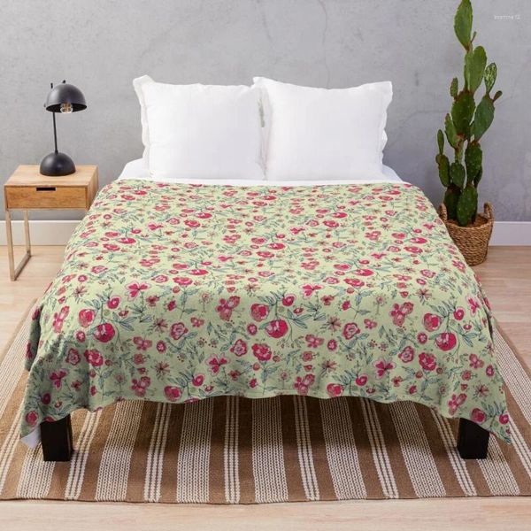 Cobertores Cottagecore Floral Vinatge Red Throw Blanket Fluffy grande peludo