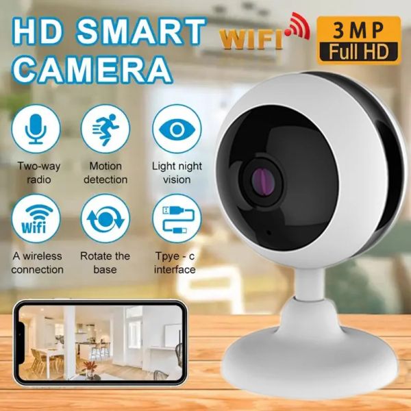 Câmeras 1080p Câmera interna sem fio Inteligente Visão noturna infravermelha Twoway Intercom Surveillance Segurança Smart Home Baby Monitor