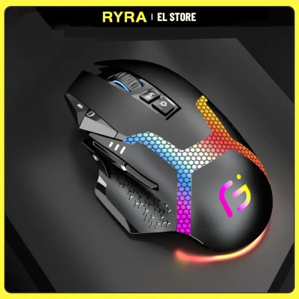 Батареи Ryra Rgb Gaming Mouse Custom RO программируемая беспроводная мышь Silent Click Esport Bluetooth Rechargable Mouse Gamer для ноутбука