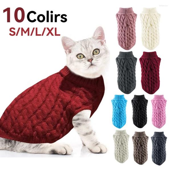 Caminho de malha de vestuário para cães para cães de inverno Cats Roupas Turtleneck chihuahua colete macio yorkie casaco de pelúcia