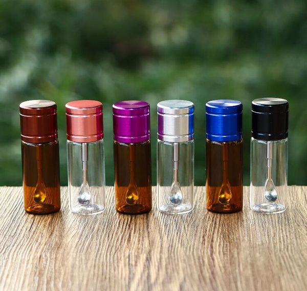 Ultima bottiglia di vetro con fittle metallica accessori per fumo accessori per flaia spaone spice snorter pillola per scatola di stoccaggio contenitore per olio di olio