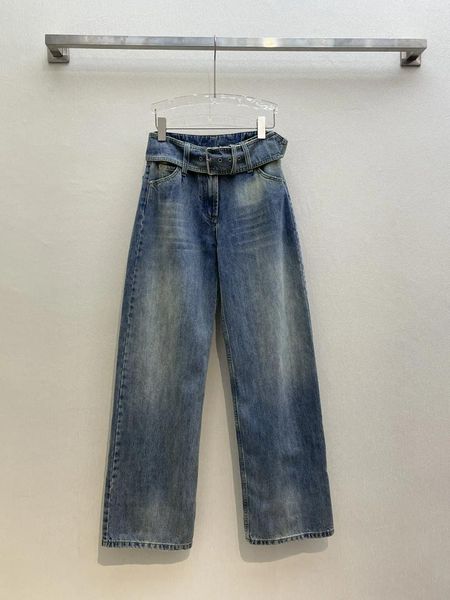 Jeans femminile 2024 primavera e estate Versioni dritte per la cintura dritta pantaloni sottili bnb40