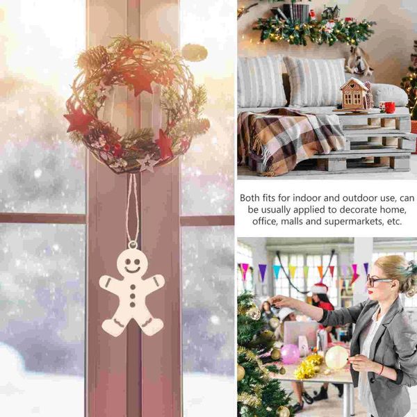 Dekorative Figuren Lebkuchen Mann Ausschnitt Tür Fenster Hängende Ornamente Party -Anhänger mit Seilen empfunden das weise Weihnachtsfest der Kinder