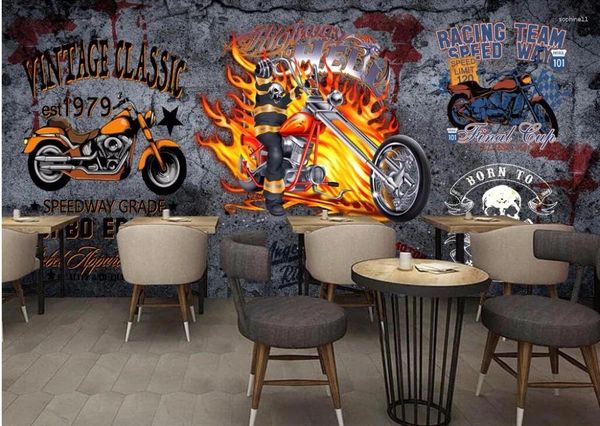 Wallpaper Custom Mural 3D PO Tapete Vintage Motorrad Bar Dekoration