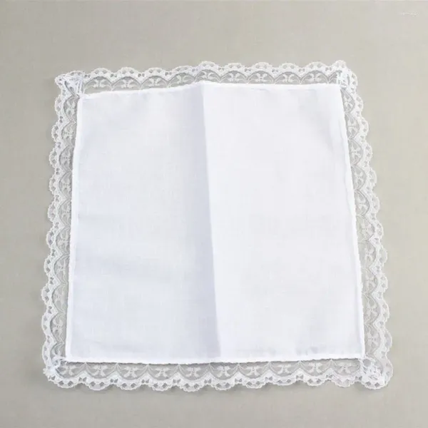 Papillini da prua 3pcs/set di cotone in pizzo hankerchiefs asciugamani portatili puri bianchi piazza quadrata semplice stampa fai -da -te draw hankies women women