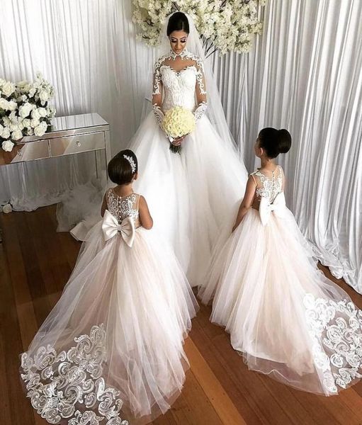 Designer Kids039 Dresses in pizzo Tulle Flower Girl Dresses Big Bow Abrompo Primo Gowns3634426