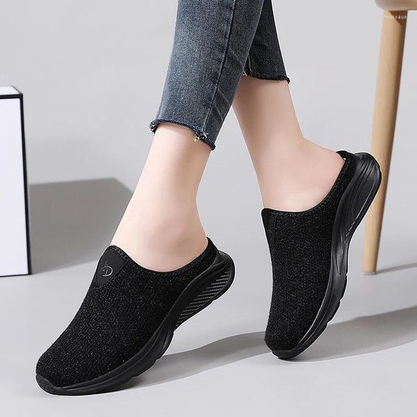 Pantofole LoveOttop Women Slides Sports Mesh Full Black Bift Lightweight Beach Slip on Outdoor