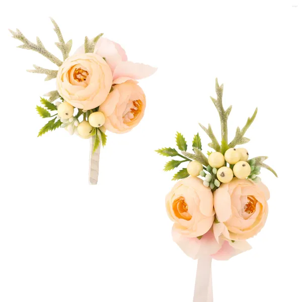 Dekorative Blumen Floroom 2pcs Rose Boutonnieres für Männer Groom Groomsmen Hochzeit Abschlussball