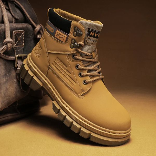 Botas de bota de tornozelo masculino de alto nível militar Martin Boots Cowboy Outdoor Work Safety MotoCycle Boot Tactical Boot New Laceup Botas Hombre