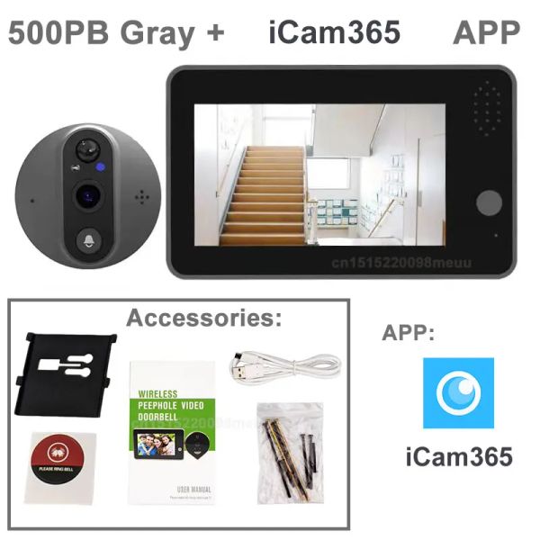 Türklingel 3MP Tür Bell Kamera WiFi Video Peephole 4,3 Zoll Augentorklingel Smart Home HD IPS Bildschirm Nacht PIR Wireless Anruf für iOS Andriod
