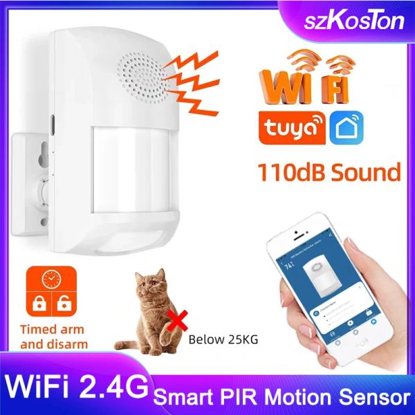 Detector Tuya Smart Wi -Fil Infravermelho PIR PIR Motion Sensor Protection Presente Detector Sistema de alarme de som de ladrões Sistema de alarme