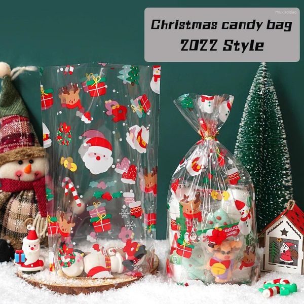 Sacos de armazenamento 10pcs de presente de natal 13x19cm Food Candy Biscoit Bag Cartoon Plástico Bolsa Reutilizável