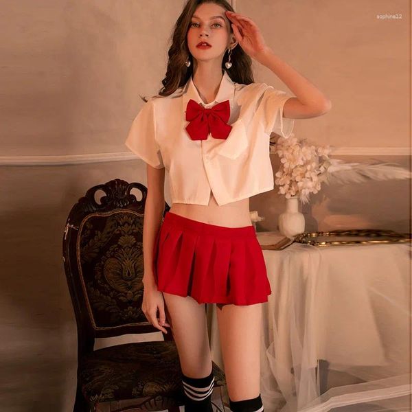 Abbigliamento da casa divertente lingerie sexy jk uniform set di gonna a pieghe da marinaio da marinaio da donna