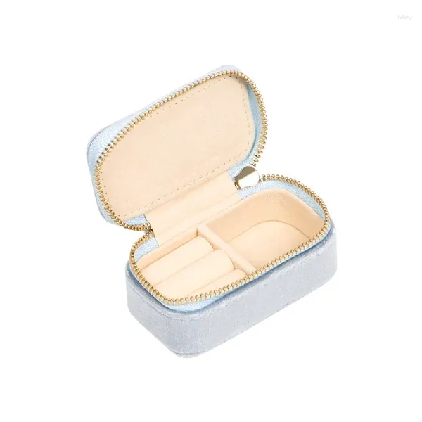 Enrole de presente pequeno portátil versão coreana caixa de anel de flanela brinco de brechas de jóias de jóias embalagem de armazenamento de jóias