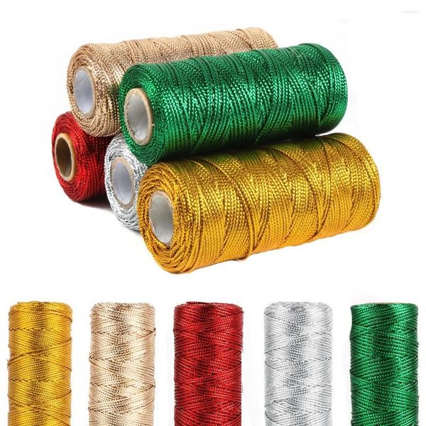 Wrap regalo 100m Gold Macrame Cord Rope String String Twine Ribbon Bows Crafts Cucitura fai -da -te Filo intrecciato Home Textile Decor 1,5 mm