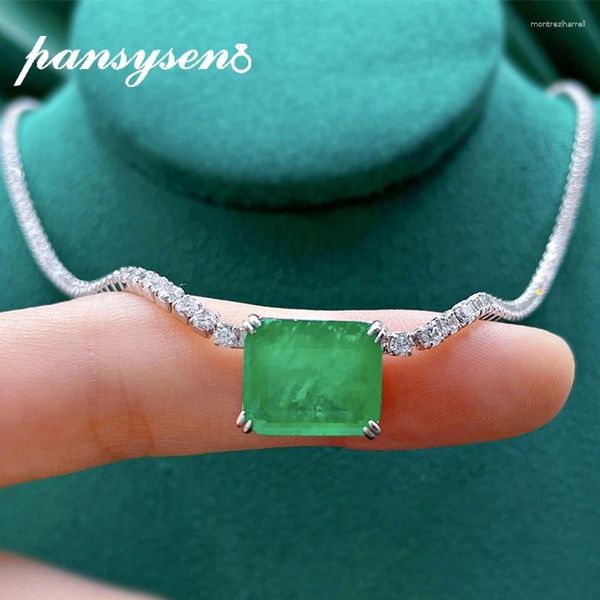 Anhänger Panysysen Solid Silber 925 Schmuck Emerald Paraiba turmalin simuliertem Moissanit Anhänger Halskette Luxus feiner Großhandel