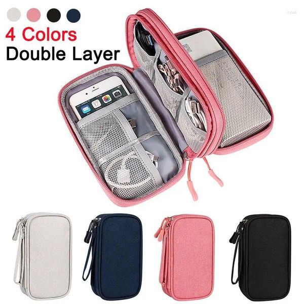 Bolsas de armazenamento Travel Travel Digital Product Bag Organizador de fone de ouvido multi-camada Cabo de carregamento Tesouro USB Dados