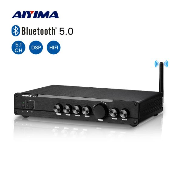 Amplificador AIYIMA Audio A09 Subwoofer HIFI Amplificador 100W 5.1 SIRON GOAX OPT HOME AMP AMP Bluetooth 5.0 Aptx HD DSP Decodificação
