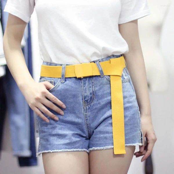Ремни металлическая сплава пряжка женщин нейлоновый ремень ретро чистый цвет широкий боковой джинсы