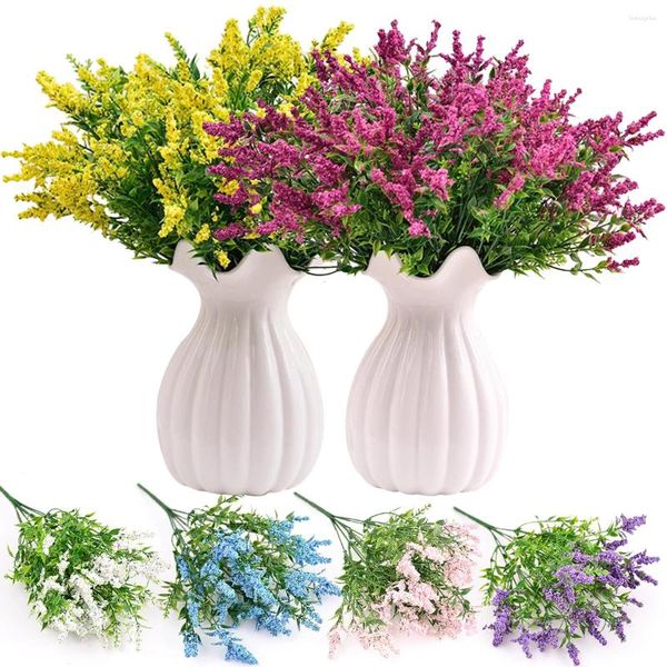 Flores decorativas de lavanda artificial Fake Faux Plastic Simulation Plants Wedding Party Table Home Home Garden Garden Pogra Props Decor