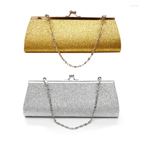 Bolsas de noite 2 PCs Mulheres Glitter Clutch Purse Party Party Banquet Bolsa Bolsa de ombro de ombro de ouro prata