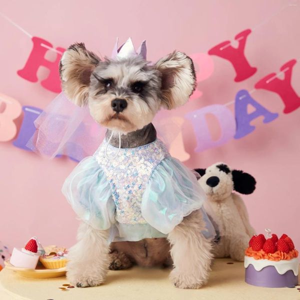 Gonna di abbigliamento per cani Bella pesca per animali domestici Cucciolo principessa Bling Birthday Celebrate Abito Pretty vestiti