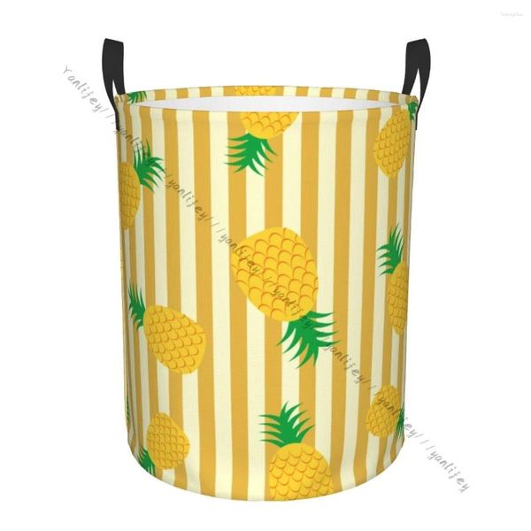 Wäschetaschen Korb runde schmutzige Kleidung Aufbewahrungsablagerung faltbar Ananas Hintergrund Hager Organizer