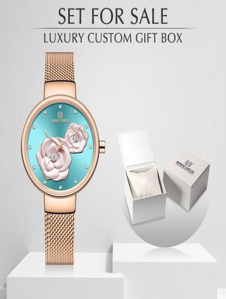 Nuova Naviforce Rose Gold Women Watchs Dress Quartz Orologio da donna con orologio da polso femminile di lusso set per 6465074