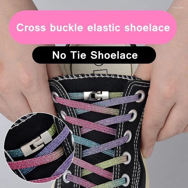 Kleiderbügel 1Pair Elastic Locking Shoelaces Cross Schnalle Süßigkeiten Flats Keine Krawatte Schnürsenkel Schnelle Sneakers Schuhschnüre Kinder Erwachsene