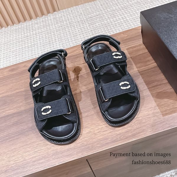 Lüks Tasarımcı Sandalet Sandalet Yaz Düz 2024 Yeni Beyaz Deri Çok Yönlü Spor Açık Moda Roman Tek Çizgi Toka Kadın Ayakkabı Boyutları 35-42+Kutu