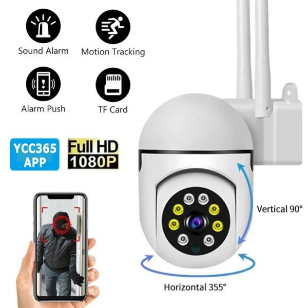 Kameras YCC365 Plus WiFi Camera Outdoor 4x Digital Zoom AI Mensch Erkennungskabine für die Sicherheit Überwachung CCTV mit 1080p IP -Kamera