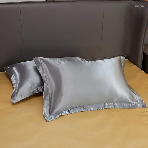 Kissenbezug mehrfarbiger Satin weicher Kissenbezugsbedeckungsset von 2 festen Farbe Rechteckfälle 48x74 cm für ein/doppeltes Bett