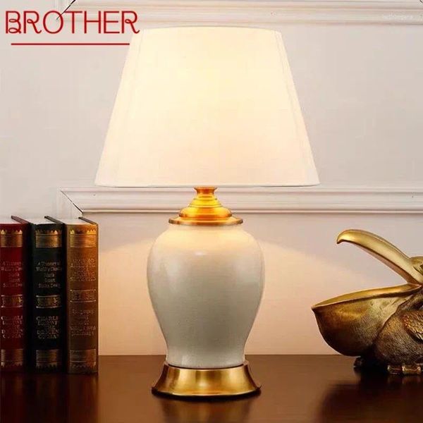 Tischlampen Bruder zeitgenössischer Keramik Lampe American Style Wohnzimmer Schlafzimmer Nachtisch Leuchte El Engineering Dekorative