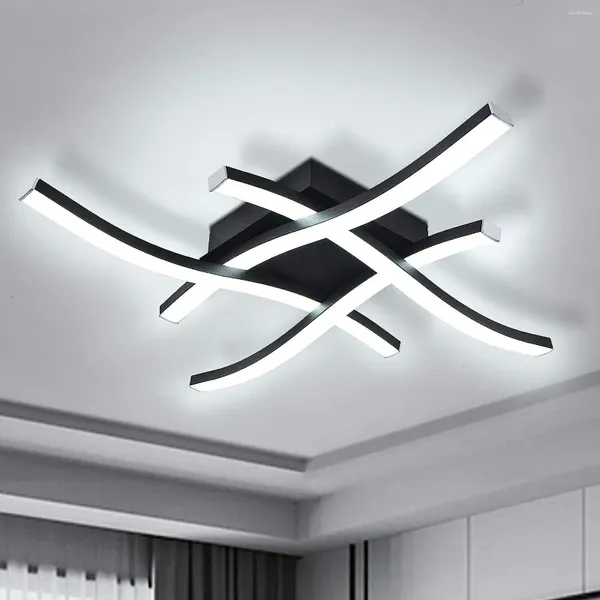 Luci a soffitto moderna Luce a LED a LED Curve Minimalista Fla lampada a filo per la cucina foyer per camera da letto 6000K 24W