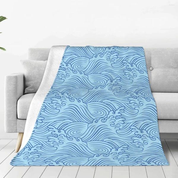 Decken nahtloser Wellenmuster Fleece werfen Decke warm und gemütlich für alle Jahreszeiten bequeme Mikrofaser -Couch -Sofa 4 40 