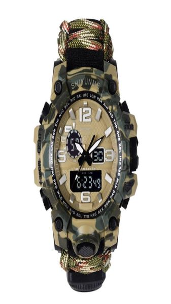 Compússica de medição de temperatura militar Flutuante Multifuncional Display Dirima Led Quartz Sports Watches Men8802817