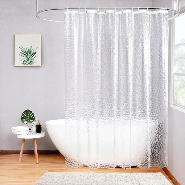 Cortinas de chuveiro Cortina de cubo de água 3D Clear Clear Hamed Banheiro com ganchos EVA Transparent Water impermeável Tela 180x180