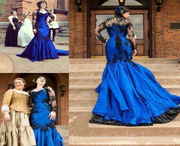 Mütevazı artı beden dantel gece elbise uzun kolu Gotik Suudi Arabistan vestidos de festa uzun parti elbisesi balo resmi pageant celeb1628873