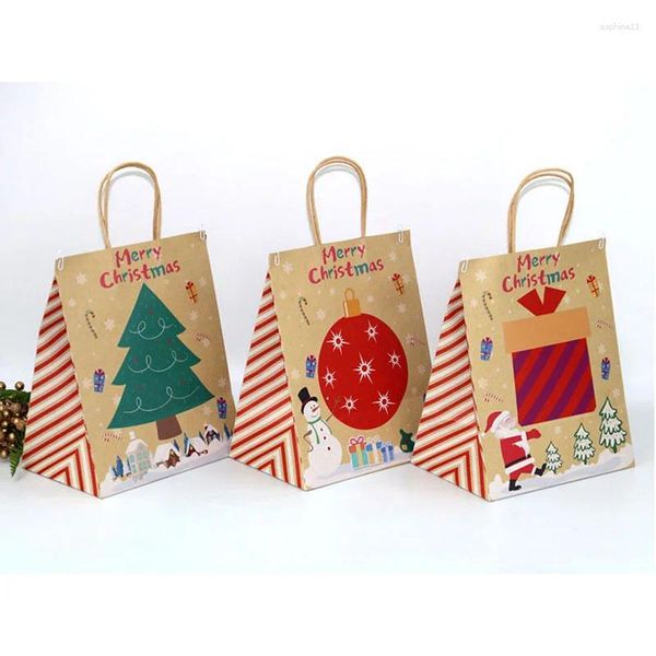 Geschenkverpackung 6PCS Kraft Papiertüten Tasche Weihnachten Goodie DIY Verpackung Süßigkeiten Kissenbox