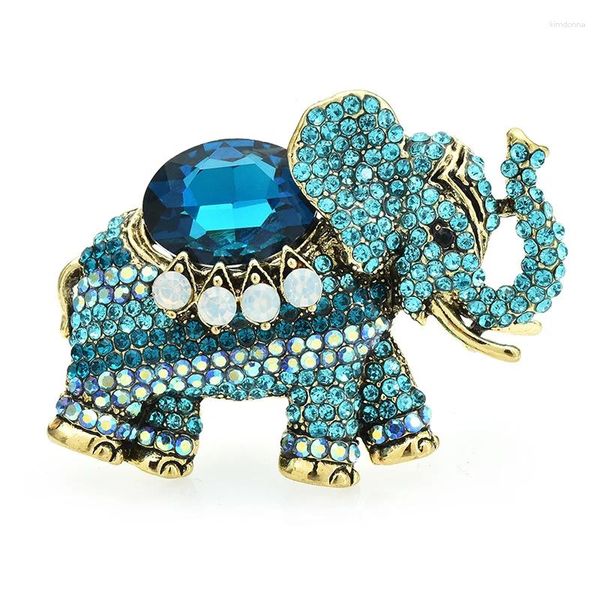 Broches Wulibaby Elefante de luxo para mulheres unissex 4 cores shinestone Office Lucky Party Office Broche Pins Presentes