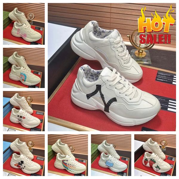 2024 Yeni Tasarımcı Rhyton Ayakkabı Çok Molor Gicci Spor Sakinleri Erkek Kadın Eğitmenler Vintage Chaussures Platform Sneaker Çilek Mouse Moute Shoe